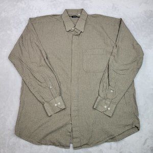 Cartier Paris Shirt Mens 16 / 40 Brown Dress Casual Button Up Flannel Adult XXL‎